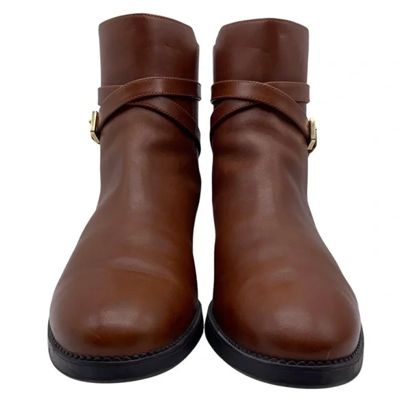 Tory Burch Womens Shoes Sidney Boots Sz 9 Brown Leather Ankle Logo Designer Chic - Picture 5 of 13